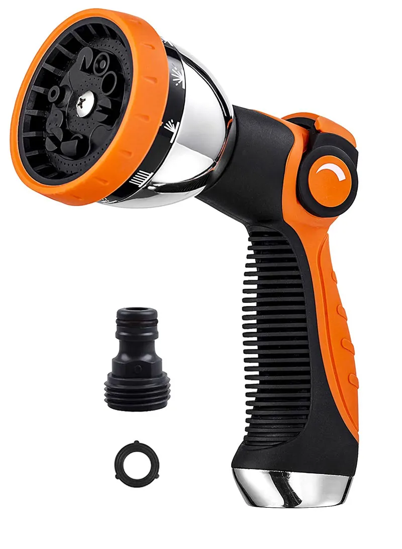Metal Garden Hose Nozzle Sprayer 8 Spray Patterns- Thumb Control- On/Off Valve For Easy Water C β photo 4
