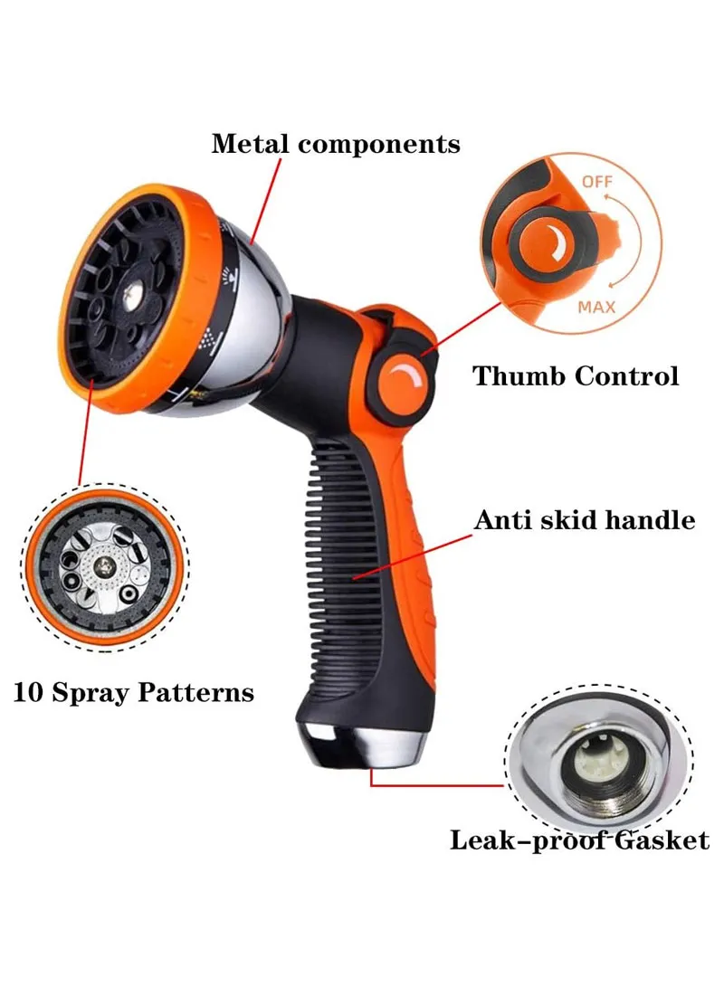 Metal Garden Hose Nozzle Sprayer 8 Spray Patterns- Thumb Control- On/Off Valve For Easy Water C — photo 6
