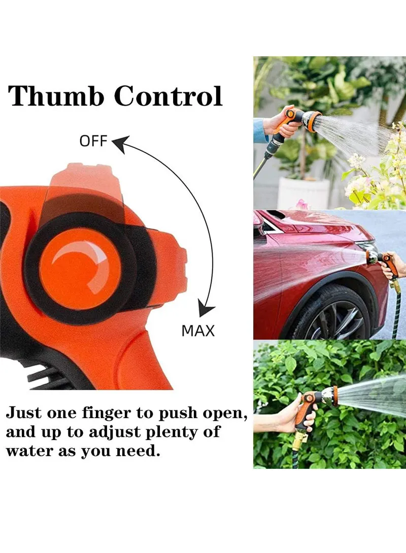 Metal Garden Hose Nozzle Sprayer 8 Spray Patterns- Thumb Control- On/Off Valve For Easy Water C — photo 7