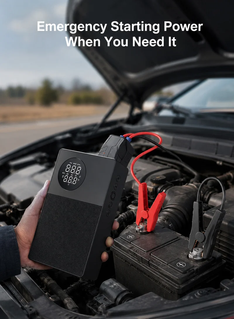 60W 8800mAh 35C Car Jump Starter Air Pump Inflator Emergency Battery Power Bank LED Light Smart — photo 9