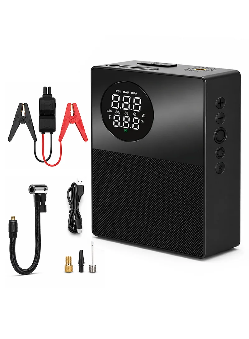 60W 8800mAh 35C Car Jump Starter Air Pump Inflator Emergency Battery Power Bank LED Light Smart