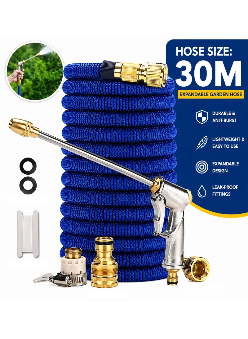30m Latex Expandable Long Spray Hose With Solid Brass Fittings — photo 2