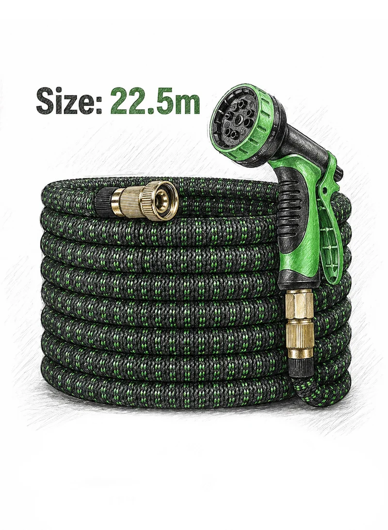 22.5m Latex Expandable Hose With 10 Functions Spray Nozzle & Solid Brass Fittings — photo 2