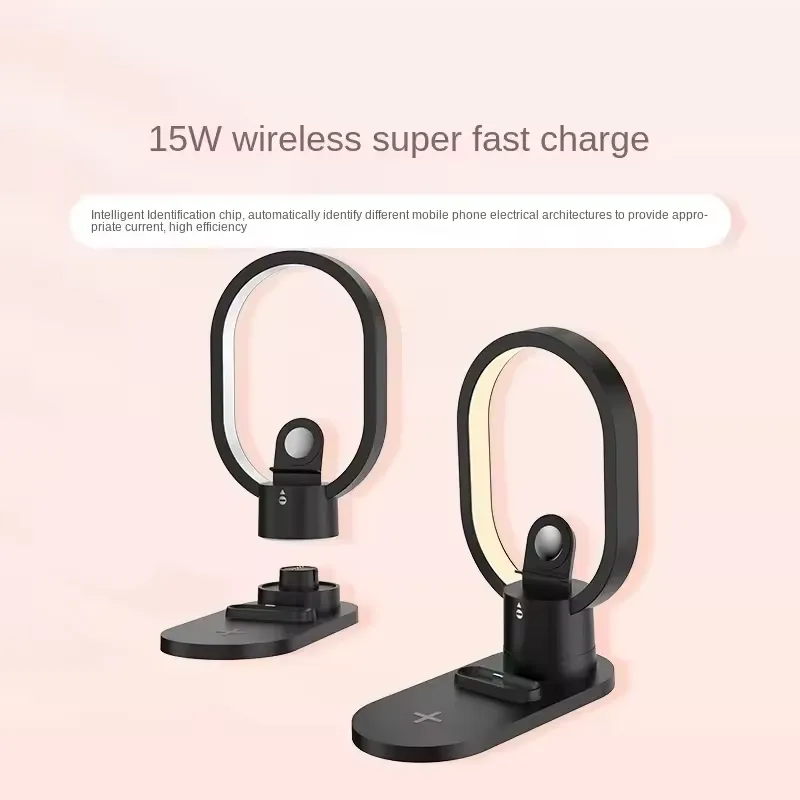 4 in 1 Night Light Wireless Charger for Apple Watch Airpods 15W Fast Charging Station White — photo 2