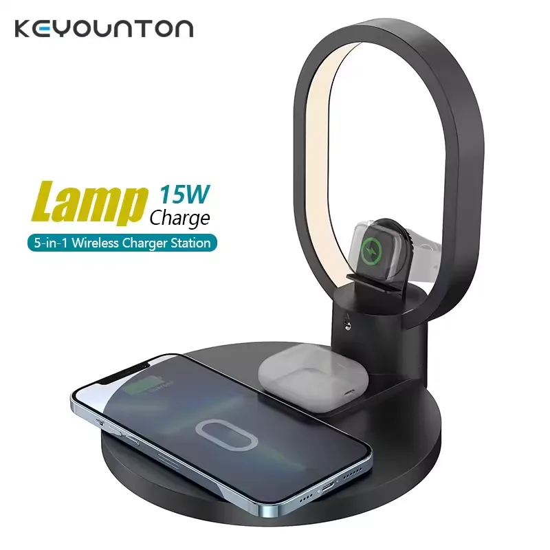 4 in 1 Night Light Wireless Charger for Apple Watch Airpods 15W Fast Charging Station White β photo 3