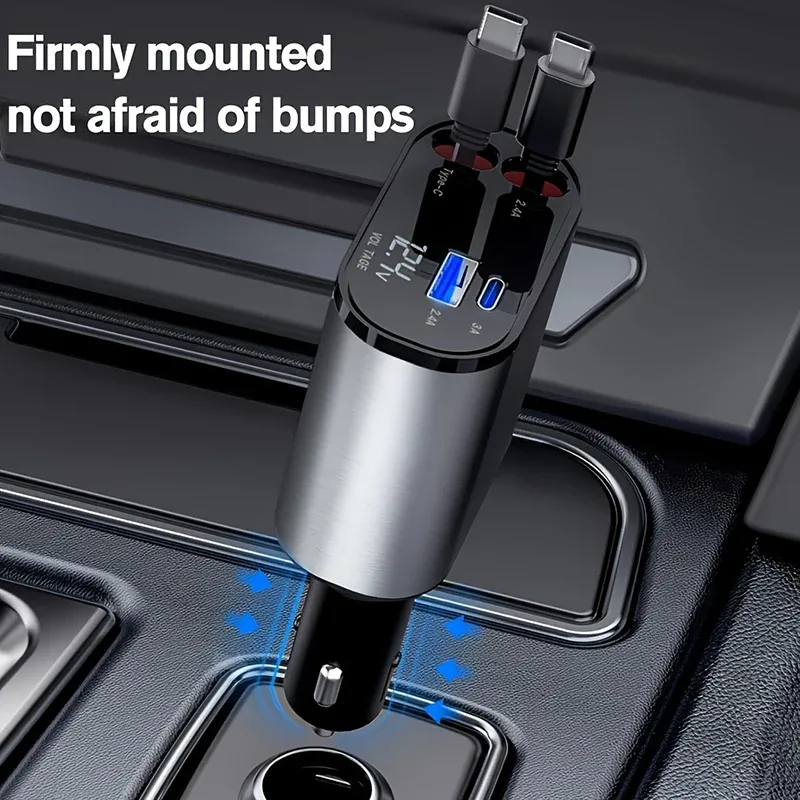 4 in 1 Car Charger 120W Turbo Charge, 4 Ports Fast Charging with Retractable Cables — photo 8