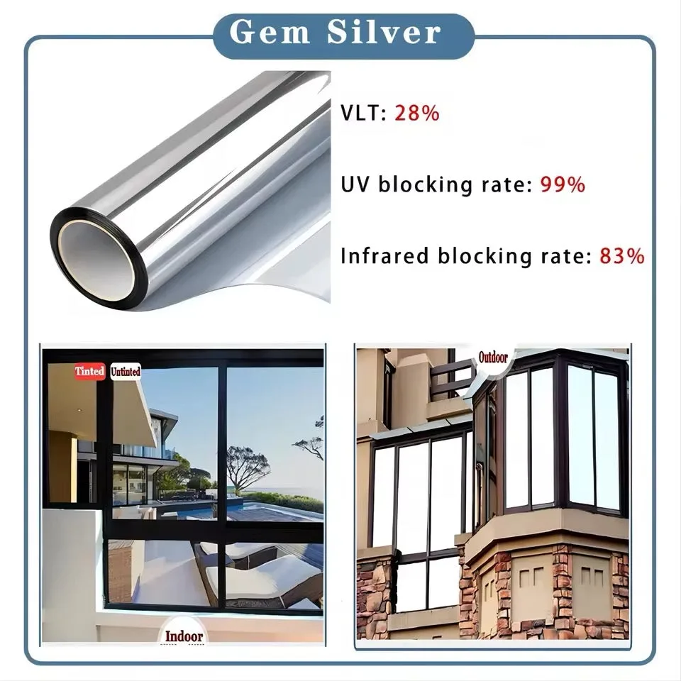 Privacy Window Film Glass Roll Film Sunscreen Glass Sticker Self Adhesive Heat Control 90x100cm — photo 2
