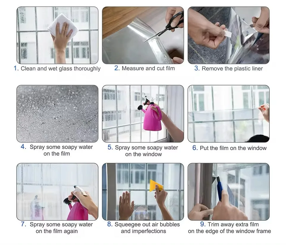 Privacy Window Film Glass Roll Film Sunscreen Glass Sticker Self Adhesive Heat Control 90x100cm — photo 6
