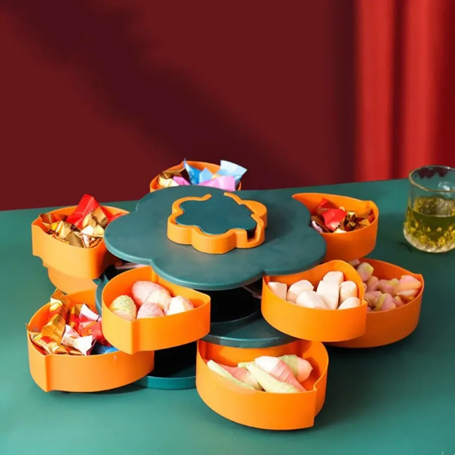 Double Deck Rotating Snack Tray Flower Shape — photo 2