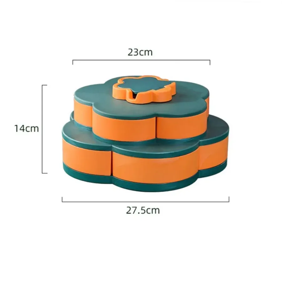 Double Deck Rotating Snack Tray Flower Shape β photo 5
