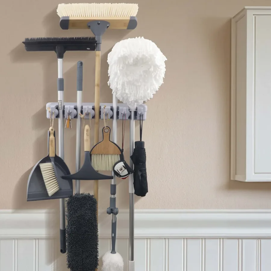 Broom and Mop Holder with 5 Compartments — photo 3