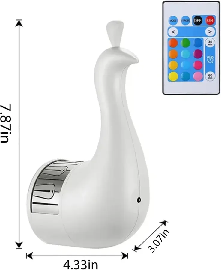 Peacock Projection Lamp, Wall Light with Remote Control β photo 8