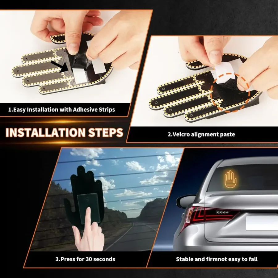 LED Hand Signal Car 3 Modes Middle Finger for Car Rear Window Road With Remote Control — photo 5