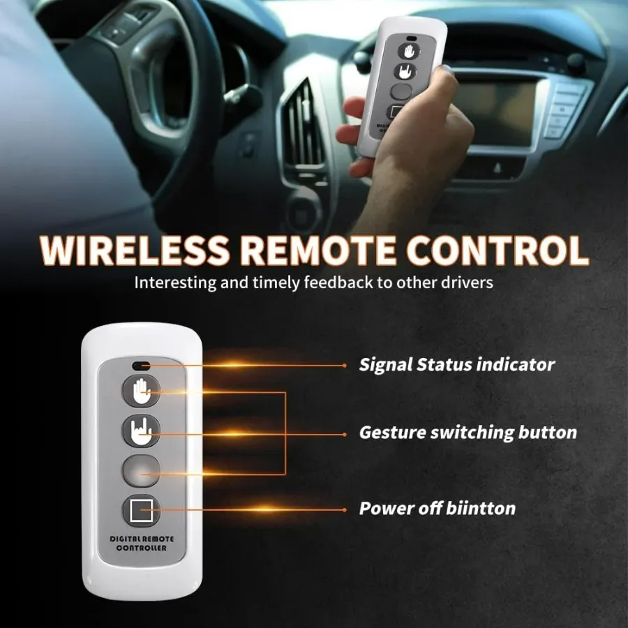 LED Hand Signal Car 3 Modes Middle Finger for Car Rear Window Road With Remote Control — photo 7