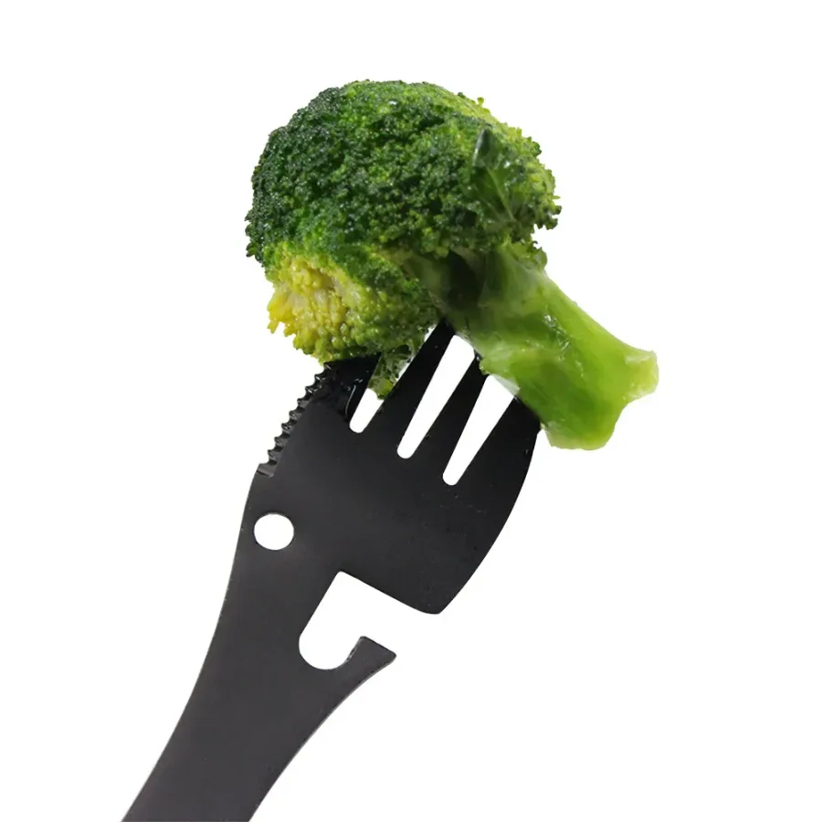 Table Spoon Fork Multitool Portable Can Or Bottle Opener Multi Tool Cutlery Spork Camping Picnic Utensil Stainless Steel β photo 2