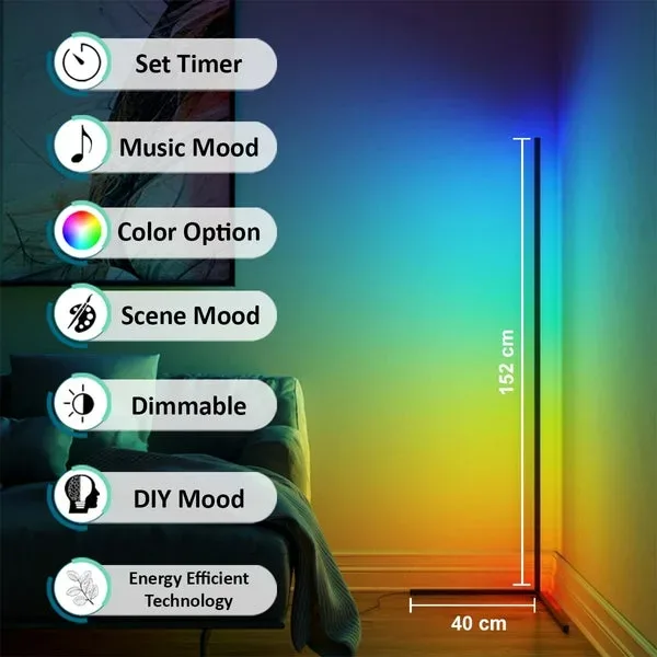 Smart RGB LED Corner Lamp Remote & Phone App Control β photo 3
