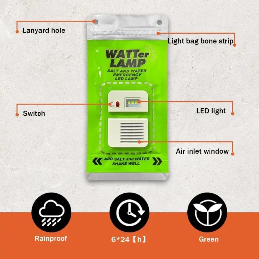 Portable Salt Water LED Lamp for Camping, Hiking & Emergencies. β photo 5