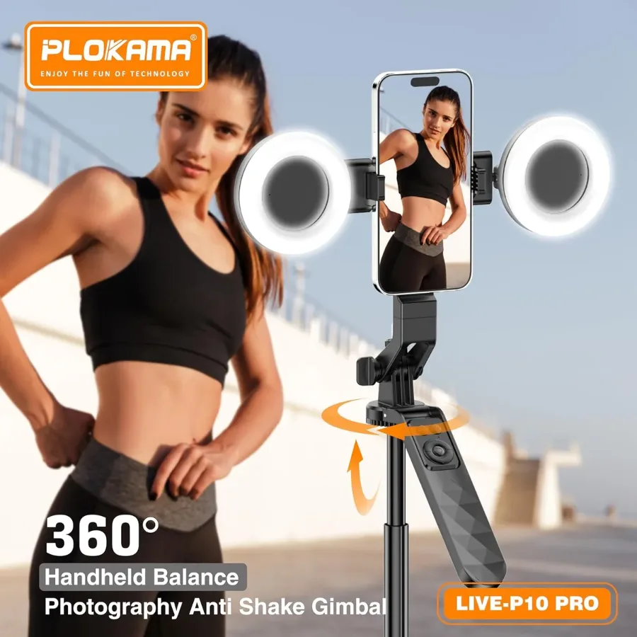 Plokama 3 IN 1 Selfie Stick Tripod with LED Light & Remote Live-P10 Pro β photo 6