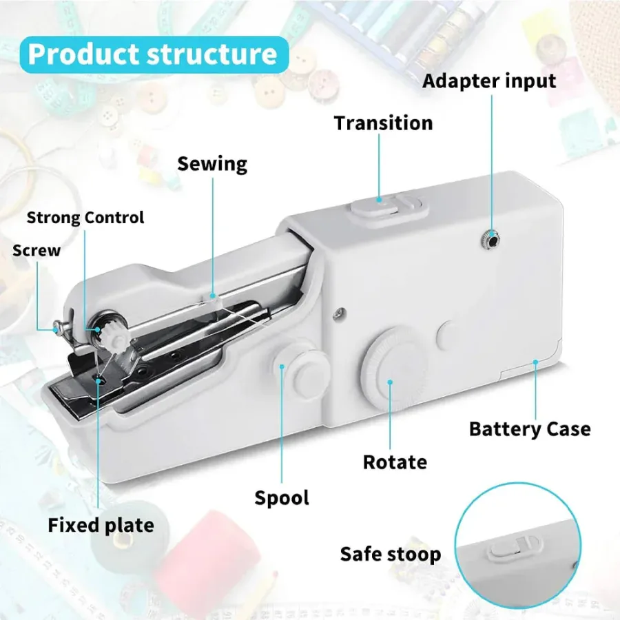 Mini Handheld Sewing Machine Portable Electric β photo 2