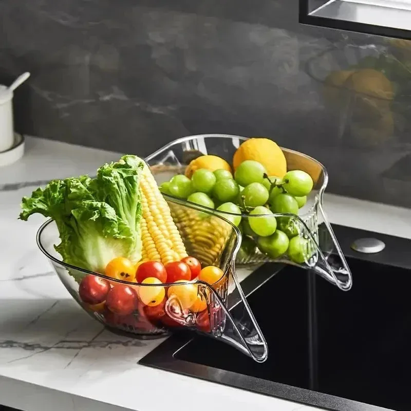 Basket Bowl Multifunctional Vegetable Washing Fruit Dry Wet Separation Kitchen Tool β photo 2