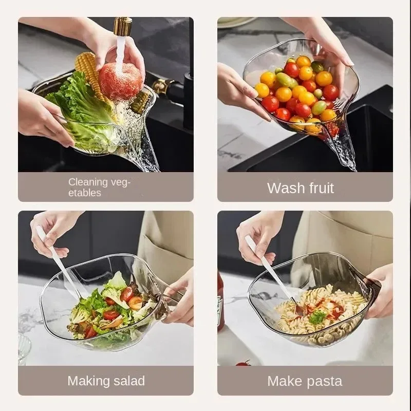 Basket Bowl Multifunctional Vegetable Washing Fruit Dry Wet Separation Kitchen Tool β photo 5