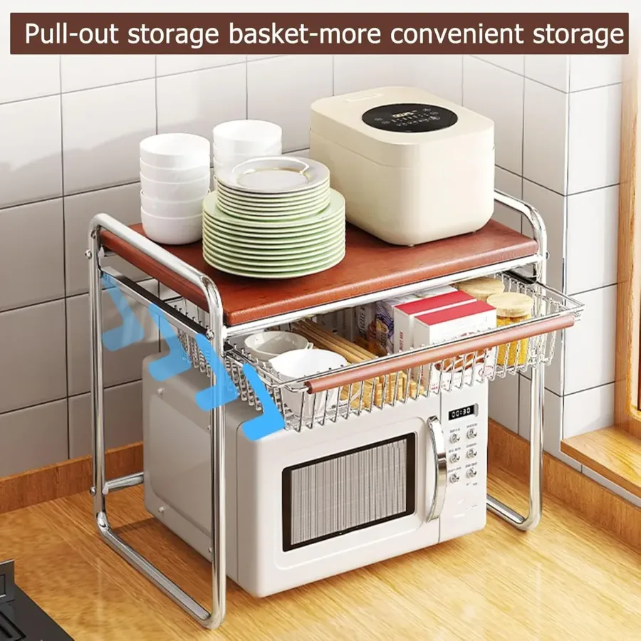 2 Tier Microwave Shelf Stand Kitchen Organizer — photo 3