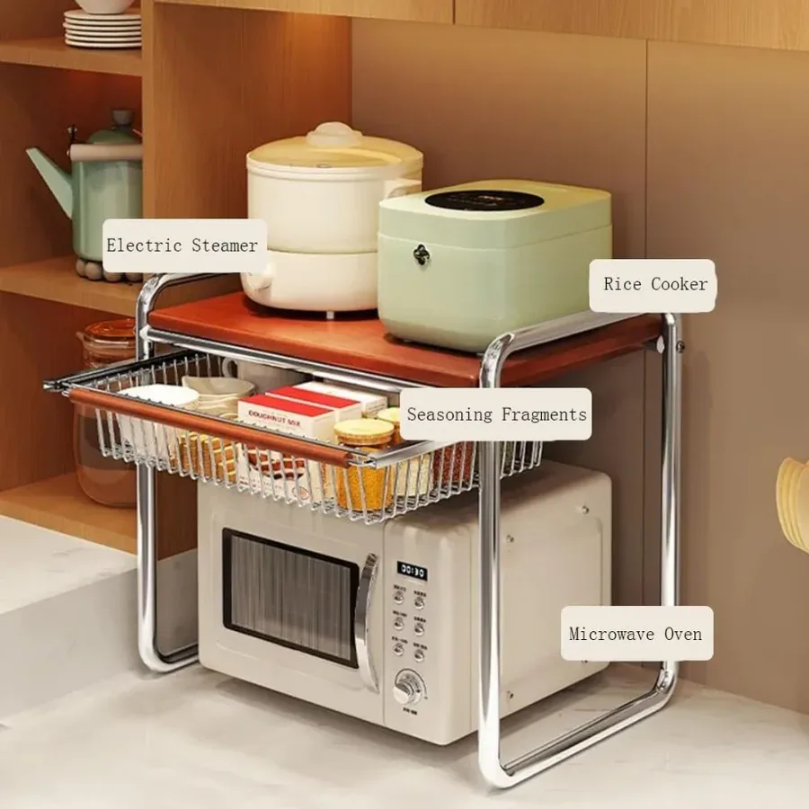 2 Tier Microwave Shelf Stand Kitchen Organizer — photo 4