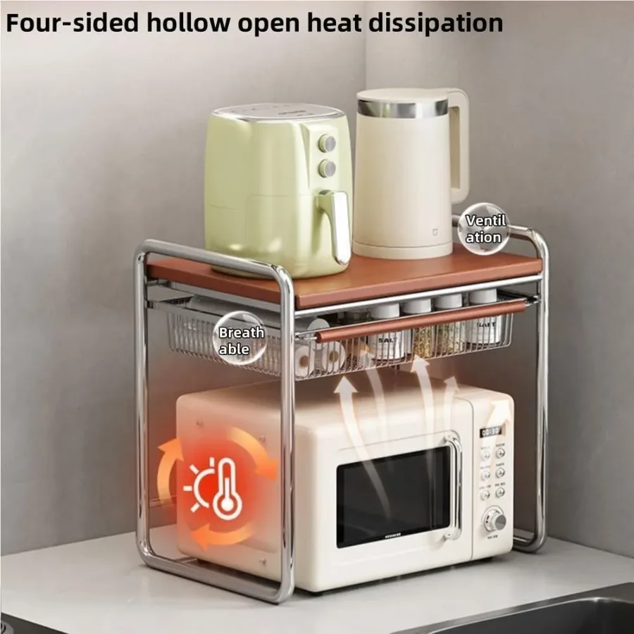 2 Tier Microwave Shelf Stand Kitchen Organizer β photo 5
