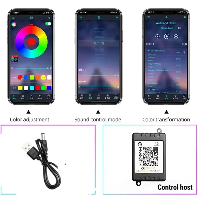Car LED Interior Strip Atmosphere Lights Optic Fiber APP Music Control RGB — photo 3