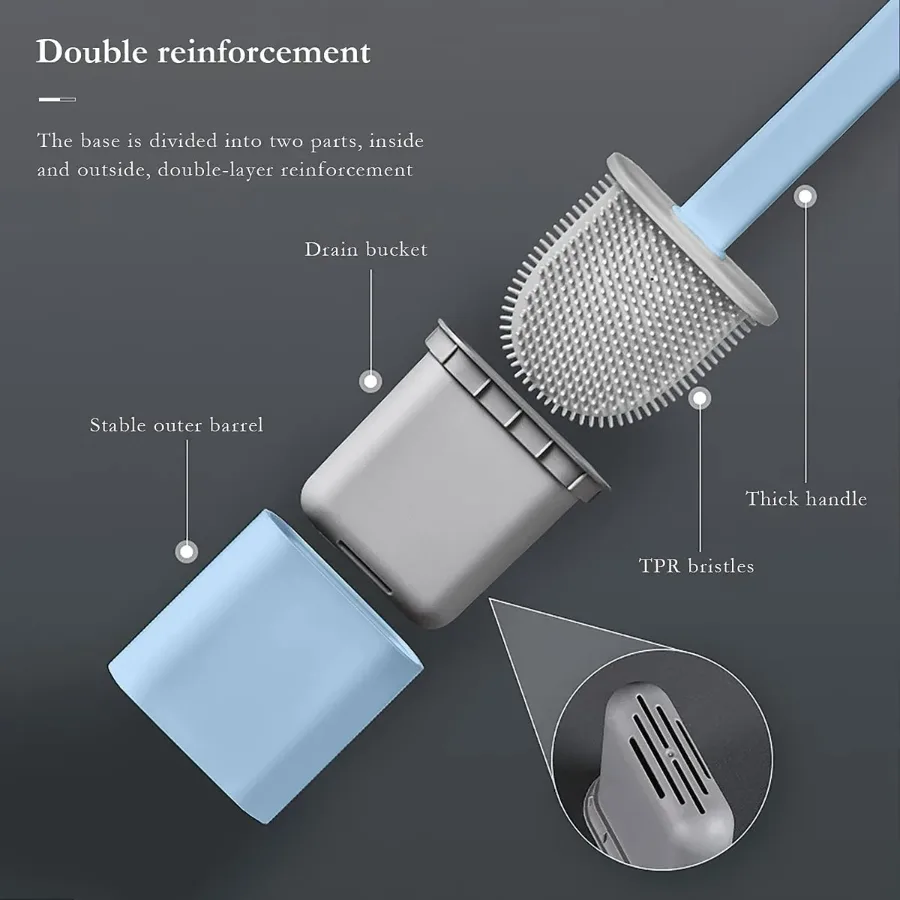 Silicone Toilet Brush Set - Bendable Deep Cleaning Feature — photo 7