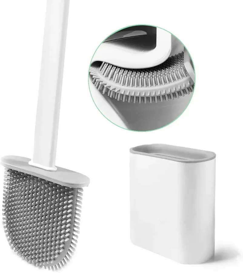 Silicone Toilet Brush Set - Bendable Deep Cleaning Feature β photo 10