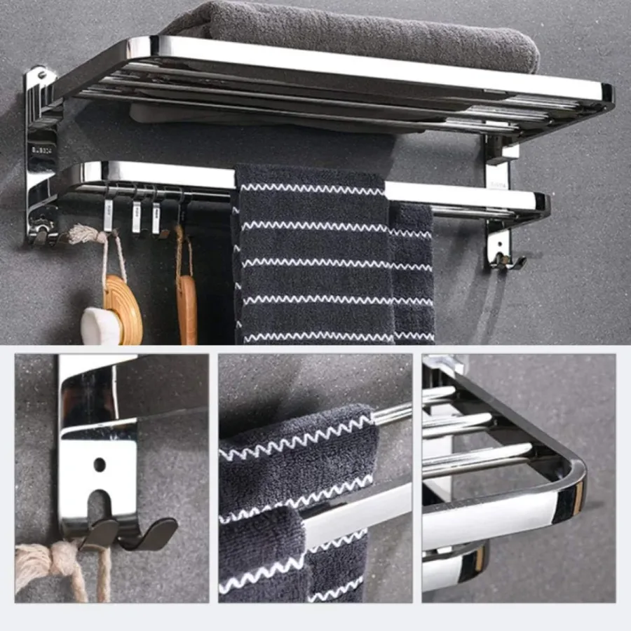 Bathroom Storage Shelf Multi Towel Rack - Black Color β photo 2