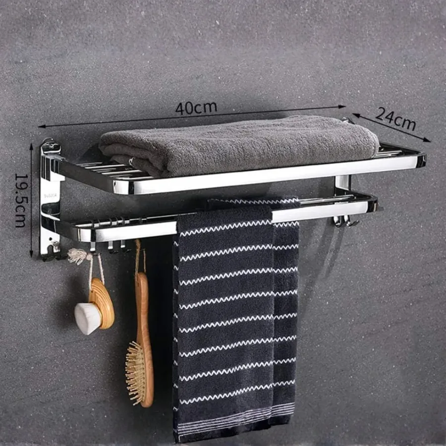 Bathroom Storage Shelf Multi Towel Rack - Black Color — photo 3