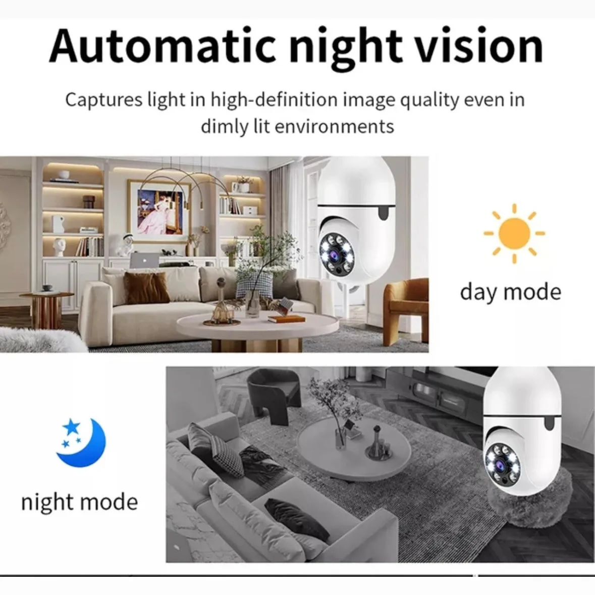 V380 PRO E27 360 Degree LED Light 1080P Wireless Panoramic Home Security WiFi Camera — photo 3