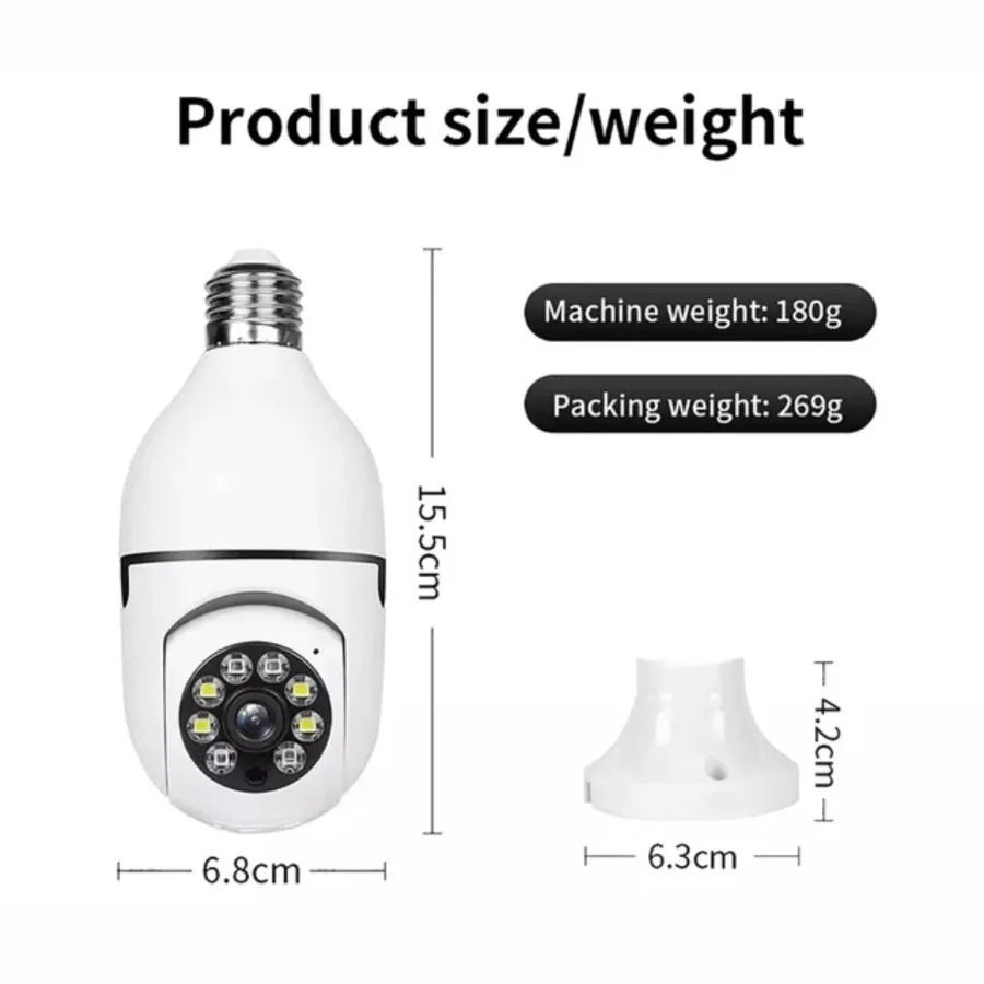 V380 PRO E27 360 Degree LED Light 1080P Wireless Panoramic Home Security WiFi Camera β photo 4