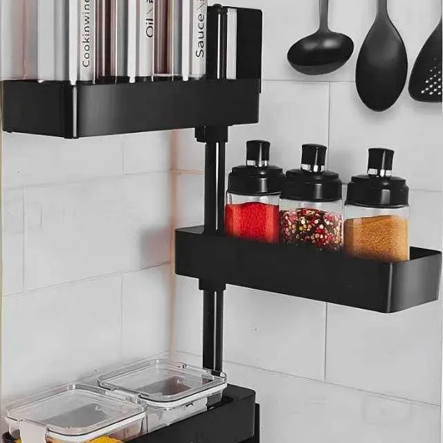 3 Tiered Wall Mounted Kitchen Storage Racks 180 Degree Rotatable For Spice β photo 3