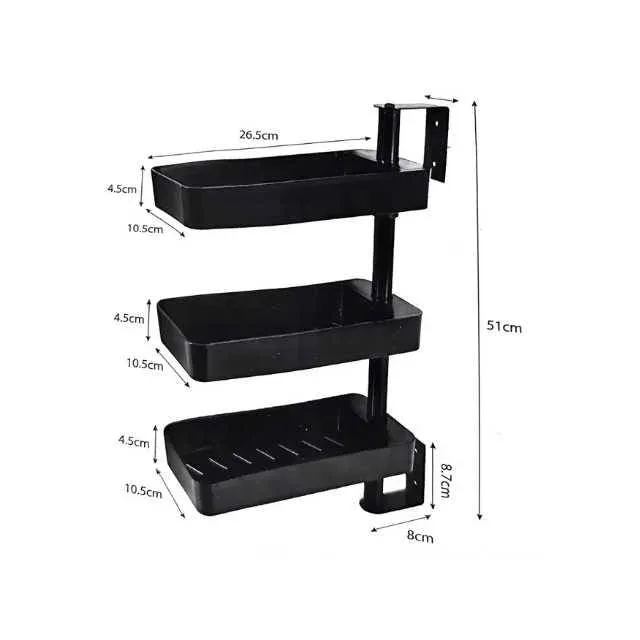 3 Tiered Wall Mounted Kitchen Storage Racks 180 Degree Rotatable For Spice — photo 4