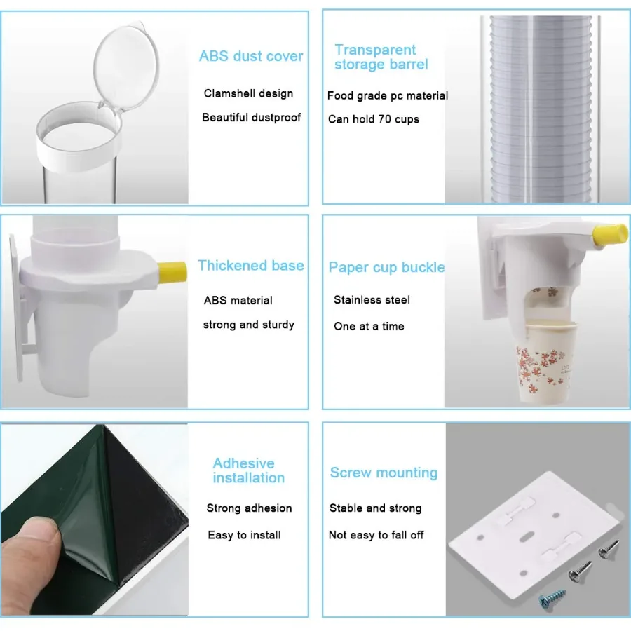 Cup Dispenser Pull Type Paper Water Disposable Button Press Cup Remover Holder For Home Offices Shops And Hospital β photo 7