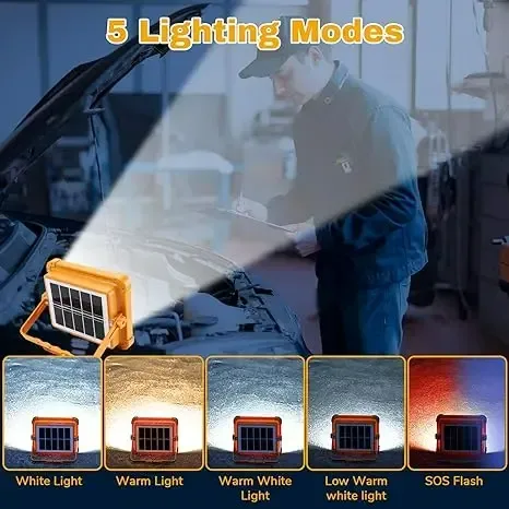 The IP66 rechargeable work light has adjustable LED lighting for outdoor use during camping, emergencies, and car repairs. β photo 3