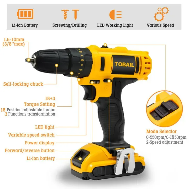 24V DUNLANDI Cordless Drill Machine Kit With 2 Battery β photo 5