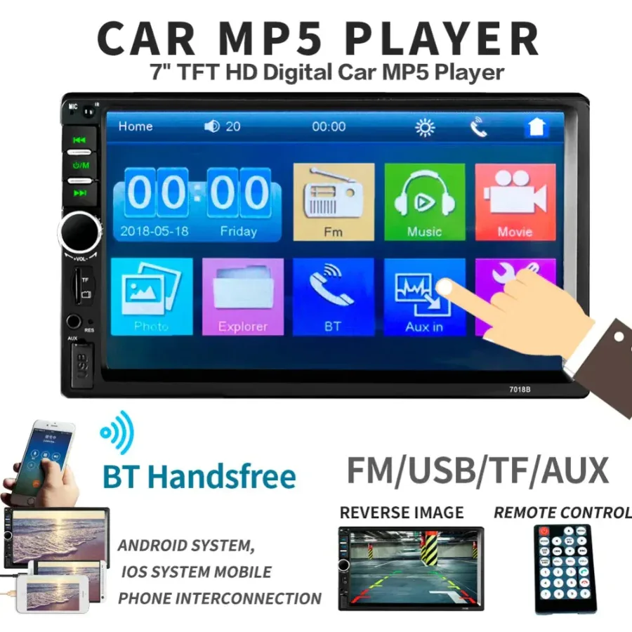 7 INCH DOUBLE HD CAR RADIO SCREEN PLAYER WITH DIGITAL TOUCHSCREEN 7018B — photo 6
