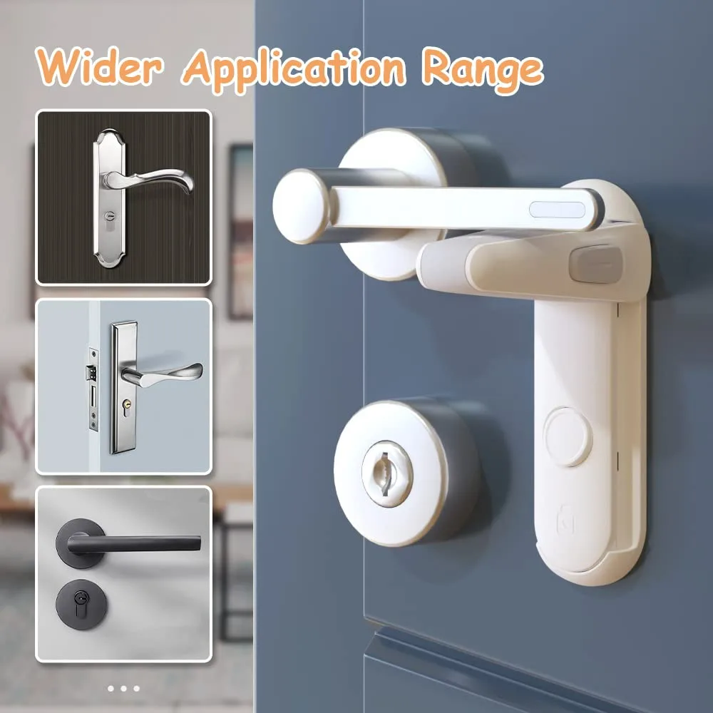 Door Lever Locks for Childproof & Petproof, Door Handle Locks for Toddlers, Baby Door Safety Locks for Toddlers (White) — photo 3