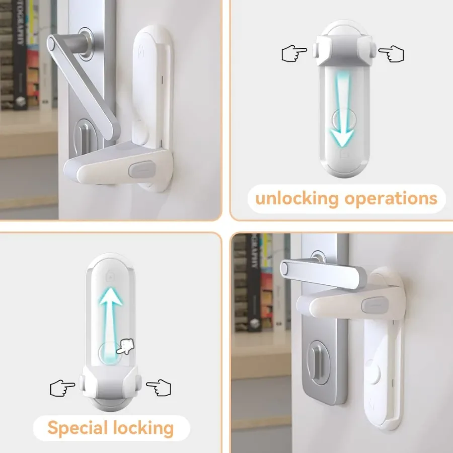Door Lever Locks for Childproof & Petproof, Door Handle Locks for Toddlers, Baby Door Safety Locks for Toddlers (White) — photo 5