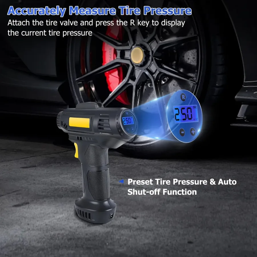 Tyre Inflator Pump Car Air Compressor Auto Shut-Off Portable 12V — photo 2