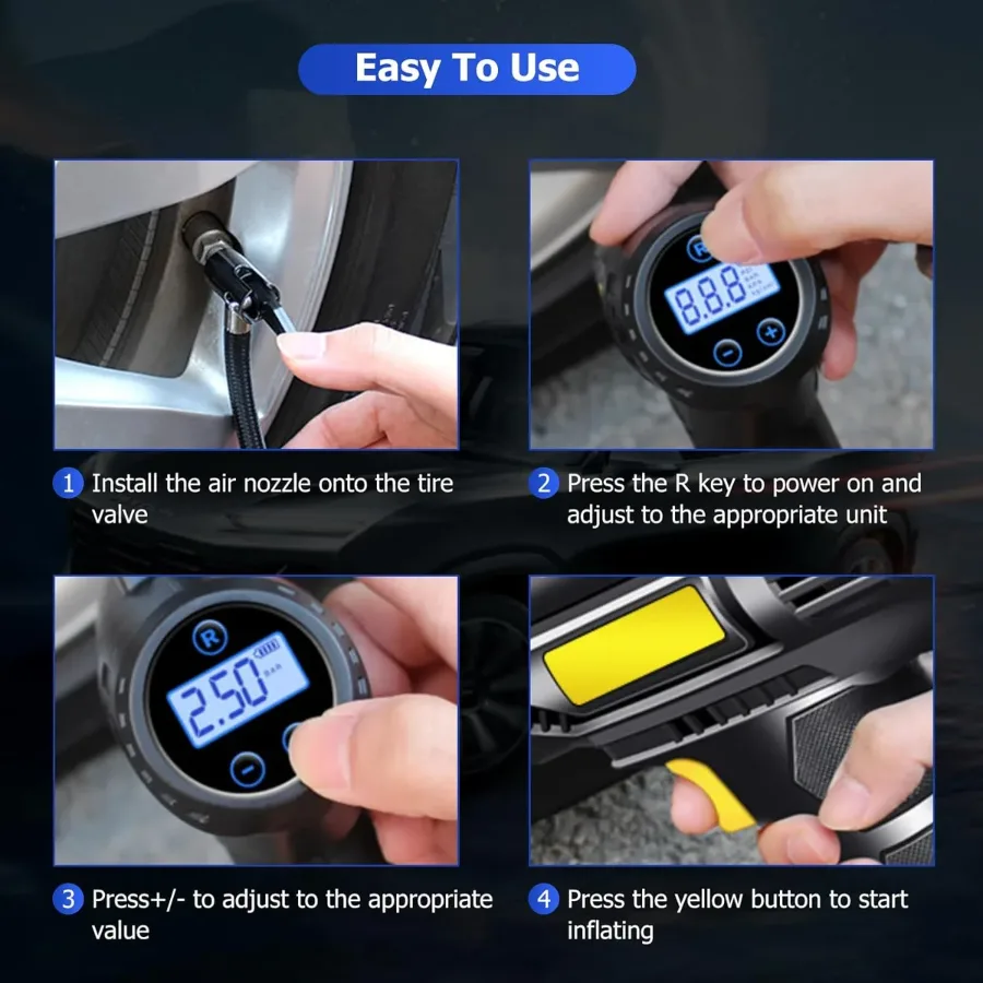 Tyre Inflator Pump Car Air Compressor Auto Shut-Off Portable 12V — photo 5