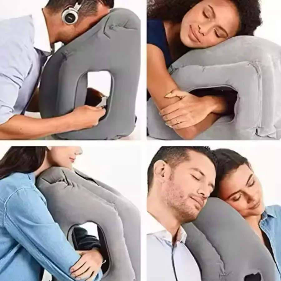 Inflatable Travel Pillow for Airplane, Neck Air Pillow for Sleeping to Avoid Neck and Shoulder Pain, Support Head and Lumbar — photo 2