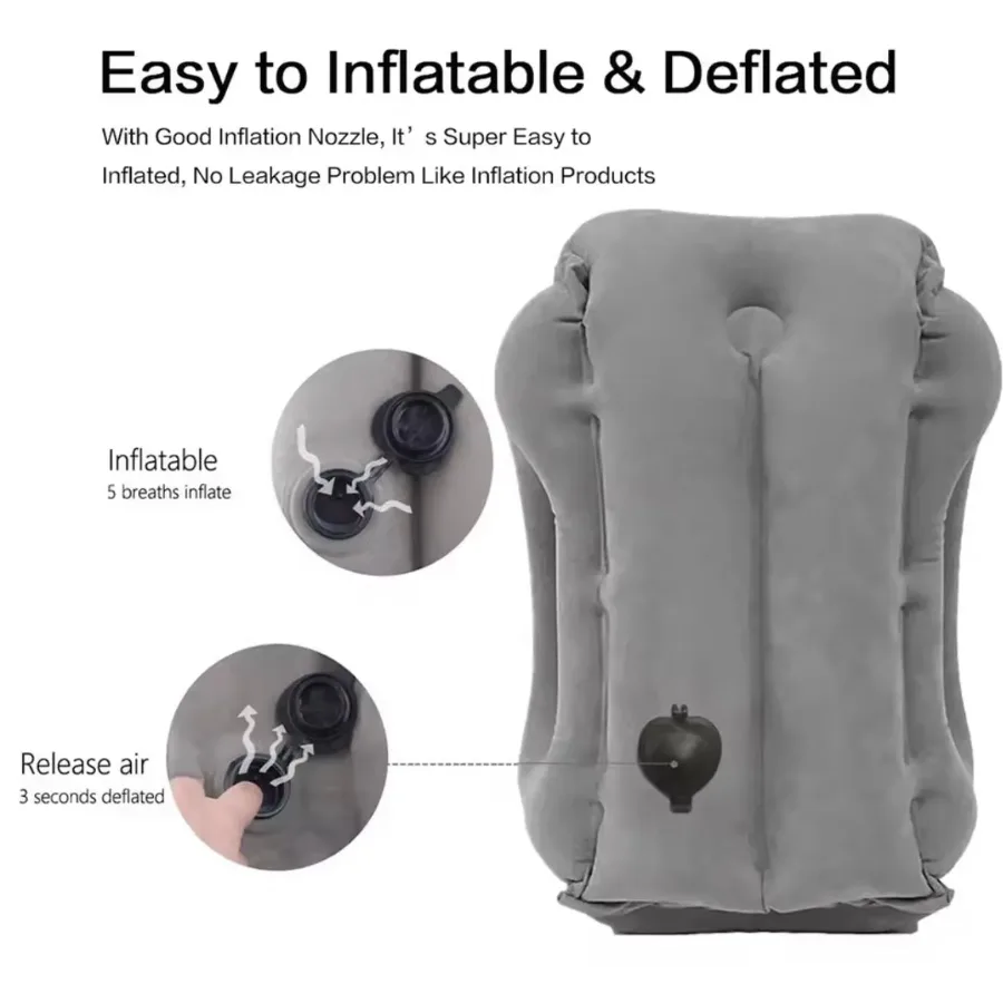 Inflatable Travel Pillow for Airplane, Neck Air Pillow for Sleeping to Avoid Neck and Shoulder Pain, Support Head and Lumbar — photo 3