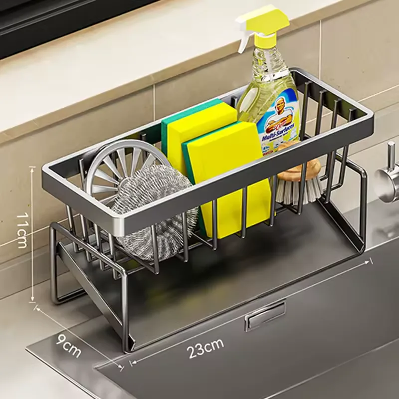 Multifunctional Stainless Steel Kitchen Drain Rack Sponge Organizer — photo 3