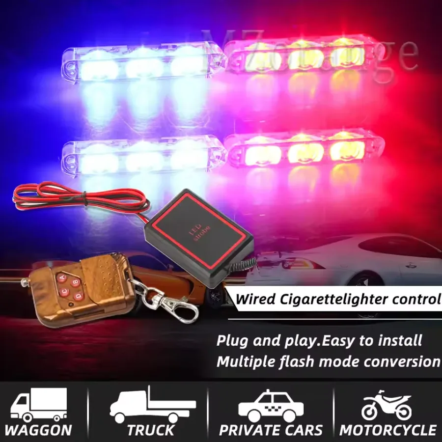 LED Police Lights for Car FSO Strobe Light Wireless Remote Ambulance 12V Emergency Warning Flash Strobe Car Accessories β photo 3