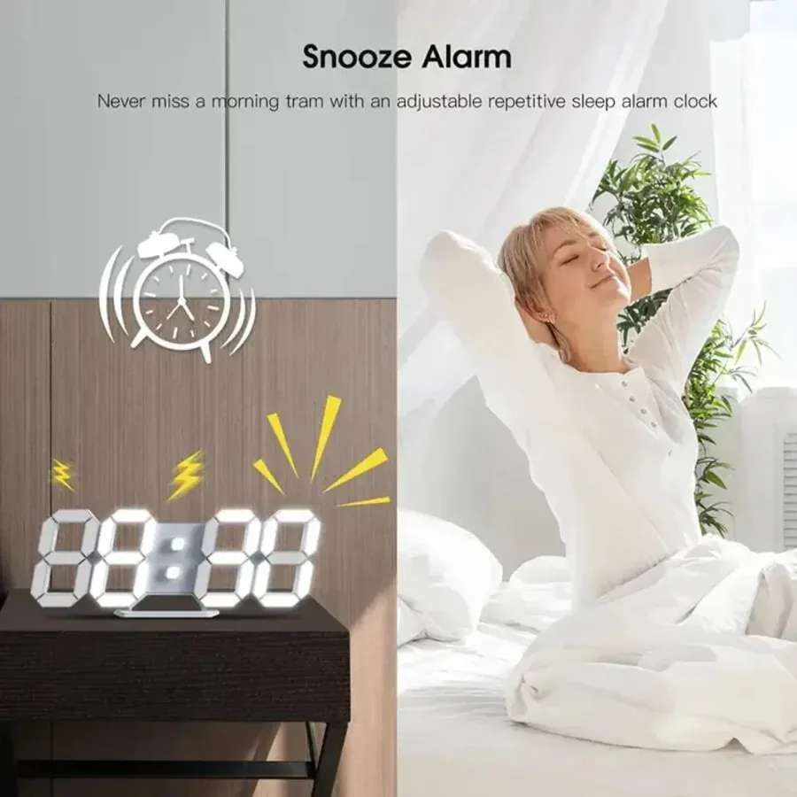 USB Digital 3D Alarm Clock, LED Numerals Time Clock With 3 Adjustable Brightness Levels β photo 5